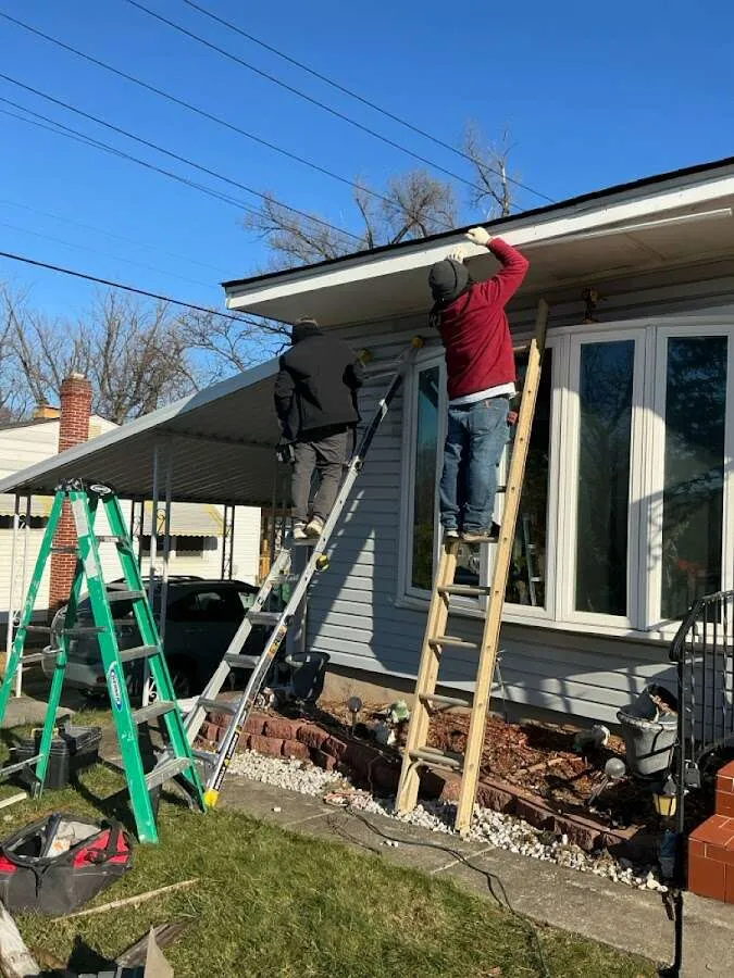 Restoration crew performing exterior repair in Latrobe